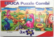 Puzzle Dinozaury 3 w 1 150 elementów edukacyjne COMBI