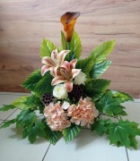 WIĄZANKA NA GRÓB CMENTARZ STROIK KOMPOZYCJA Sztuczne Kwiaty Jesień Lotos