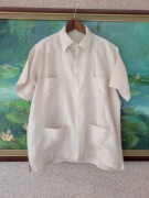 XL-XXL bluzka letnia przewiewna lniana zapinana z kieszeniami kołnierzyk 