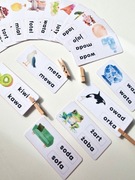 Karty klamerkowe do nauki czytania metodą globalną Domana motoryka mała