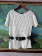 piękny ażurowy sweterek letni przewiewny oversize warkocze kardigan