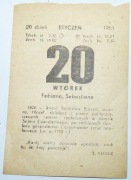 Kartka z kalendarza z 20.01.1981 r. Metryczka urodzin, itp. !! ORYGINALNA !