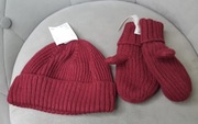 Nowy zestaw czapka rękawiczki 6-12 bordo 74 H&M