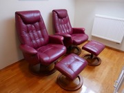 FOTELE ZE SKÓRY RELAX I PODNÓŻKI KOMPLET W DOBRYM STANIE