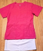 Komplet Strój Medyczny Kosmetyczny bluzka róż XS /spódnica biała S st.bdb 