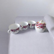 Unikat! RĘCZNIE MALOWANA porcelana w róże – 3 filiżanki + cukiernica