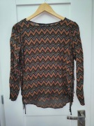 Brązowa bluzka z frędzlami Zara S/M boho western 