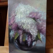 Obraz olejny "Bzy" 20x30 cm, ręcznie malowany