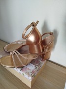 Sandały na słupku Rose Gold Cyrkonie  Jak nowe  1x ubrane, WYGODNE