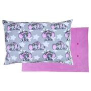 Poszewka 60x40 cm Słoniki z różowymi uszkami - Bawełna