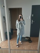 Szary płaszcz, klasyczny, na guziki, rozmiar M / 38, Marsala