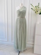 Sukienka jedno ramię tiulowa maxi miętowa na wesele ANAYA 38/M