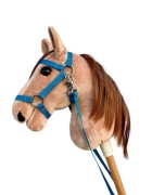 Hobby horse beżowy koń na kiju realistyczny A5 mały lekki zestaw akcesoria