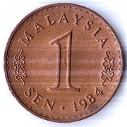MALEZJA 1 sen 1984, KM# 1a, XF, magnetyczna