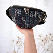 Nowa nerka saszetka biodrowa handmade rękodzieło skóra naturalna i skrawek 