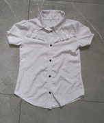 Biała elegancka koszula dla dziewczynki wizytowa kołnierzyk guziki 134