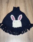 Poncho z dzianiny dziewczęce damskie 140cm z króliczkiem