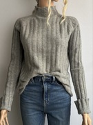 Kaszmirowy szary sweter półgolf damski 100% kaszmir 40 l