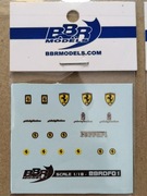 Kalkomania BBR Ferrari 1/18 (Bburago, Maisto decals)