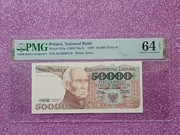 50000 Zł 1989 SERIA AC 0098219 PMG 64