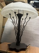 Lampa stołowa vintage Art Deco metalowa ze szklanym kloszem Holandia 80–90 