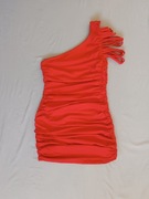 Sukienka czerwona asymetryczna S  dopasowana elegancka mini bez metki