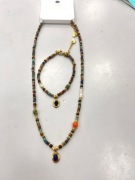 Zestaw biżuterii damskiej naturalne kamienie ze  stali chirurgicznej 