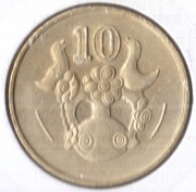 CYPR, 10 centów 1985, KM# 56.2, XF