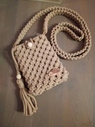 Torebka,mała torebka na telefon, makrama, ręcznie robiona, Boho 
