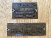 Tabliczki znamionowe turbina parowa Brown Boveri 