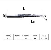 Frez VHM R1 kształtowy stożek do rzeźbienia  cnc