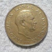 Dania Król Fryderyk IX Glücksburg DKK 1 korona krone 1956 KM# 837