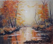 PEJZAŻ RĘCZNIE MALOWANE AKRYLOWY "JESIENNA MELANCHOLIA" - 24x30cm