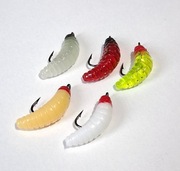 Zestaw małych robaczków na białoryb 25szt 1,5cm zestaw z hakiem + organizer