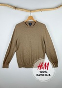 Sweter męski H&M 100% bawełna L ciepły brąz z długim rękawem na zimę