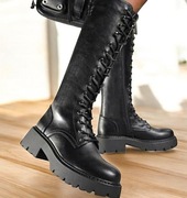 Buty kozaki czarne sznurowane botki trapery długie 36 37 40 41