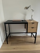 Biurko 100x48 czarne z jasnym drewnem