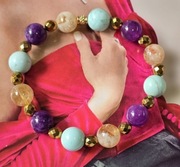 BRANSOLETKA KAMIEŃ 10MM CYTRYN AMETYST HOWLIT HEMATYT PUDEŁKO DZIEŃ BABCI 