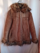 Kurtka płaszcz zimowy kożuch brązowy 40/L