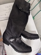 Skórzane unikatowe długie kowbojki vintage retro 