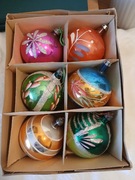 Bombki choinkowe szklane stare PRL handmade ręcznie zdobione mix