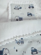 Kołderka i poduszka do wózka kołyski gondoli. Koparki