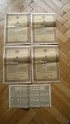 OBLIGACJE 5 proc. POŻYCZKI KONWERSYJNEJ 10 ZŁ 1924 4 szt i KUPONY 6 szt 