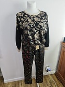 Dres czarny złote kwiaty z przodu masełko roz M-xl