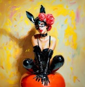 Obraz na płótnie Bunny Girl 100x100 cm nowoczesny druk do salonu.