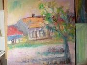 Pejzaż   Uliczka  obraz olejny 40x40 cm