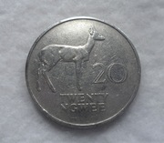 Zambia Republika 20 ngwee 1972 KM# 13 Antylopa Ridbok zwyczajny
