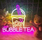 NEON BUBBLE TEA SZYLD reklama herbata kawiarnia 