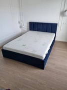 Łóżko granatowe + materac 140x200