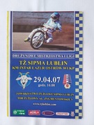 Program żużlowy TŻ Sipma Lublin - KM Intar Ostrów 